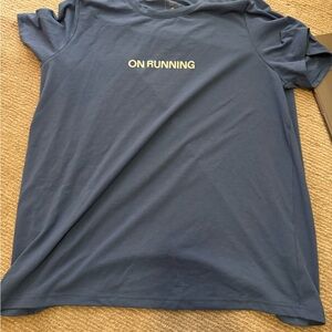 blue on running tee